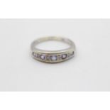 9ct White Gold Sapphire Five Stone Ring With Diamond Spacers (2.1g) Size K