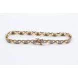 9ct Gold Diamond Fancy Link Bracelet (8.5g)