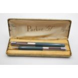 Vintage PARKER 51 Grey FOUNTAIN PEN w/ Brushed Steel Cap, Pencil, Original Box // Vintage PARKER