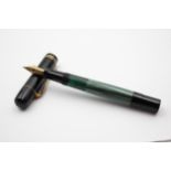 Vintage PELIKAN Gunther Wagner Green & Black FOUNTAIN PEN w/ 14ct Nib WRITING // Vintage PELIKAN