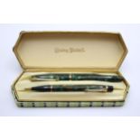 Vintage CONWAY STEWART 12 Green Fountain Pen w/ 14ct Gold Nib, Pencil, Box Etc // Vintage CONWAY