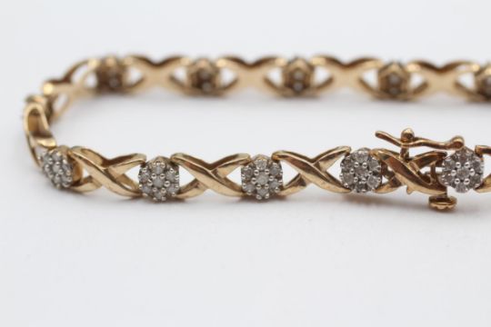 9ct Gold Diamond Fancy Link Bracelet (8.5g) - Image 2 of 4