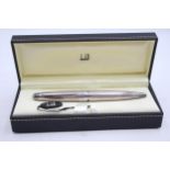 Alfred DUNHILL Silver Plated Ballpoint Pen / Biro WRITING In Original Box (42g) // Alfred DUNHILL