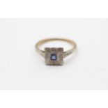 9ct Gold Antique Diamond & Sapphire Dress Ring (1.9g) Size L