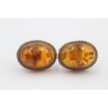 9ct Gold Processed Amber Stud Earrings (4.5g)
