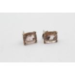 9ct Gold Diamond & Morganite Stud Earrings (2.3g)