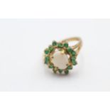 9ct Gold Emerald & White Opal Dress Ring (3.4g)