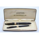 Vintage SHEAFFER Snorkel Black Fountain Pen w/ Steel Nib, Pencil, Original Box // Vintage SHEAFFER