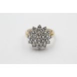 9ct Gold White Gemstone Cluster Cocktail Ring (3.4g) Size Q