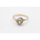 9ct Gold Chrysoberyl & White Gemstone Dress Ring (1.7g)