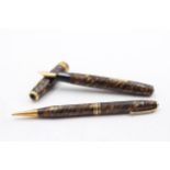 Vintage CONWAY STEWART No.58 Brown Fountain Pen w/ 14ct Gold Nib, Pencil Etc // Vintage CONWAY