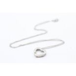 9ct White Gold Diamond Heart Pendant Necklace (2g)