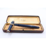 Vintage PARKER Victory Navy FOUNTAIN PEN w/ Gold Plate Nib WRITING Boxed // Vintage PARKER Victory
