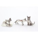 3 x Vintage Hallmarked .925 STERLING SILVER Miniature Animal Ornaments (28g) // In vintage condition