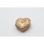 9ct Gold Heart Locket Pendant With Diamond Accent (1.9g)