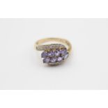 9ct Gold Diamond & Tanzanite Twisted Dress Ring (3.2g) Size O 1/2