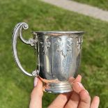 Antique Arts & Crafts 1911 Birmingham STERLING SILVER Christening Cup (183g) // Maker -