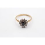 9ct Gold Diamond & Sapphire Cluster Ring (2.2g) Size M 1/2