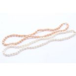 2 X 14ct Gold Clasped Pearl Rope Necklaces (53.8g)