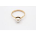 9ct Gold Cultured Pearl Single Stone Ring (2.2g) Size O