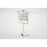 Vintage Stamped .925 STERLING SILVER Novelty Miniature Doll's House Birdcage 19g // Height - 8.5cm