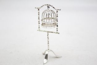 Vintage Stamped .925 STERLING SILVER Novelty Miniature Doll's House Birdcage 19g // Height - 8.5cm