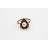 9ct Gold Cultured Pearl Single Stone Ring (3.4g) Size N