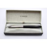 Vintage PARKER 51 Black FOUNTAIN PEN w/ Brushed Steel Cap WRITING Boxed // Vintage PARKER 51 Black