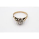 9ct Gold Diamond Floral Cluster Ring (2.5g) Size M 1/2