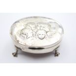 Antique Edwardian 1908 Birmingham Sterling Silver Cherub Trinket Box (77g) // Maker - William Comyns