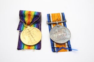 WW1 Medal Pair & Original Ribbons Named 48736 Pte F.A. Hacker Northampton Regt // In antique