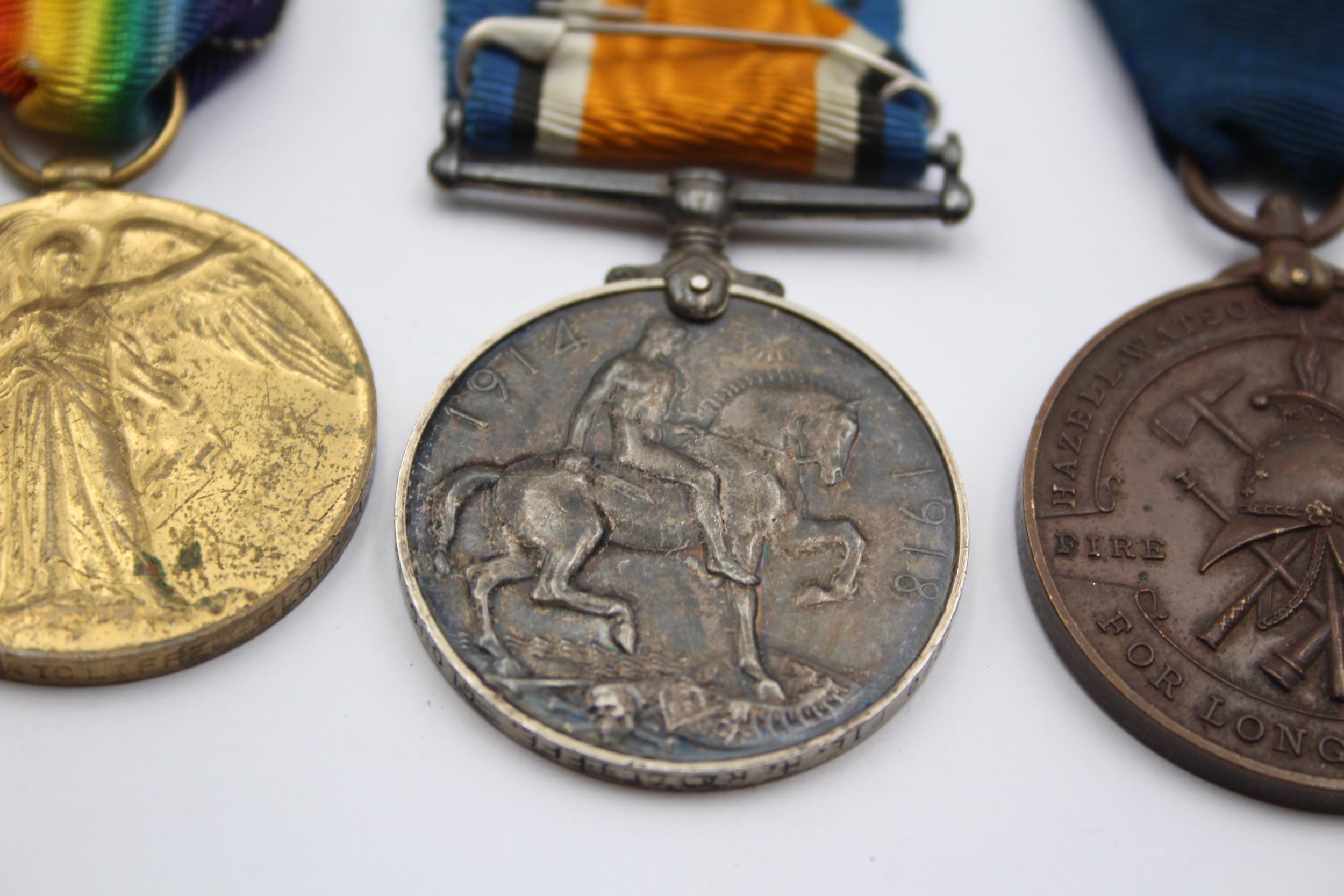 WW1 Firebrigade Medal Group Pair 34290 Pte Ratcliffe Gloster R, Fire 10yr // In antique condition - Image 3 of 5