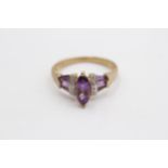 9ct Gold Amethyst And Diamond Set Dress Ring (3g) Size R+1/2