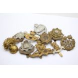 10 x Military Cap Badges Inc Royal Sussex, East Yorkshire, Etc // In vintage condition Signs of