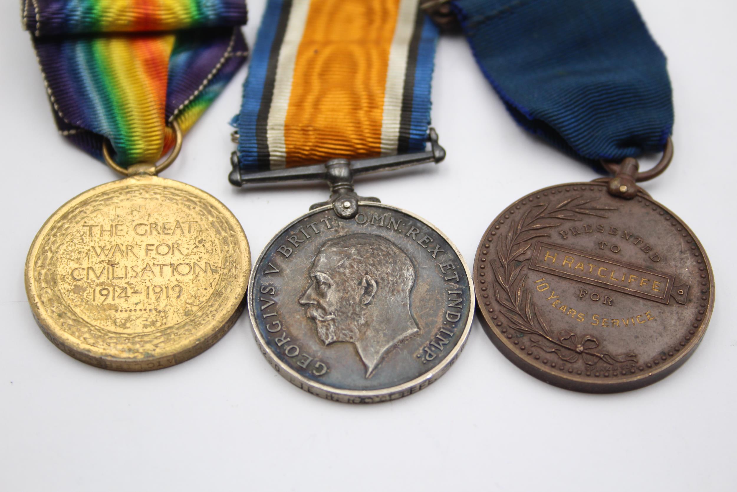 WW1 Firebrigade Medal Group Pair 34290 Pte Ratcliffe Gloster R, Fire 10yr // In antique condition - Image 5 of 5