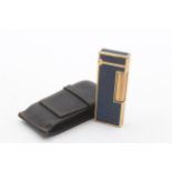 DUNHILL Gold Plated & Turquoise Lacquer Cigarette Lighter - 117531 (61g) // w/ Dunhill Black Leather