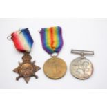 WW1 1914-15 Star Medal Trio Named G-2760 Pte E. Jarrett East Kent Regt // In antique condition Signs