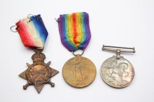 WW1 1914-15 Star Medal Trio Named G-2760 Pte E. Jarrett East Kent Regt // In antique condition Signs