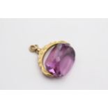 9ct Gold Victorian Purple Glass Set Spinning Fob (19.9g)