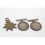 3 x WW1 Medals Inc 1914-15 Star Pte Jones R.W Fus, War Pte Seymour & Pte Colley // In antique
