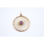 9ct Gold Antique Amethyst Swirl Motif Pendant (1.4g)