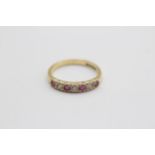 9ct Gold Vintage Ruby And Diamond Set Half Hoop Eternity Ring (2.3g) Size K