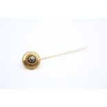 14ct Gold Pearl & Black Enamel Mourning Lapel Pin (2.3g)