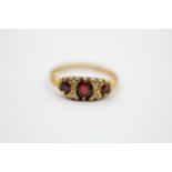 9ct Gold Victorian Garnet And Diamond Set Dress Ring (2.6g) Size N+1/2