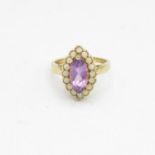 9ct Gold Amethyst And Opal Set Marquise Ring (2.9g) Size M