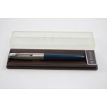 Vintage PARKER 51 Teal Fountain Pen w Brushed Steel Cap WRITING Boxed // Vintage PARKER 51 Teal