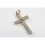 9ct Gold Cultured Pearl Cross Pendant (1.7g)