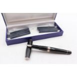 WATERMAN Expert Black Lacquer Fountain Pen w/ 18ct White Gold Nib WRITING Boxed // WATERMAN Expert