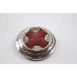 Antique Hallmarked 1916 STERLING SILVER WW1 Red Cross Pin Cushion (59g) // Maker - S.