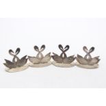 4 x Hallmarked 2000 London Sterling Silver Swan Card Place Holders (110g) // Maker -